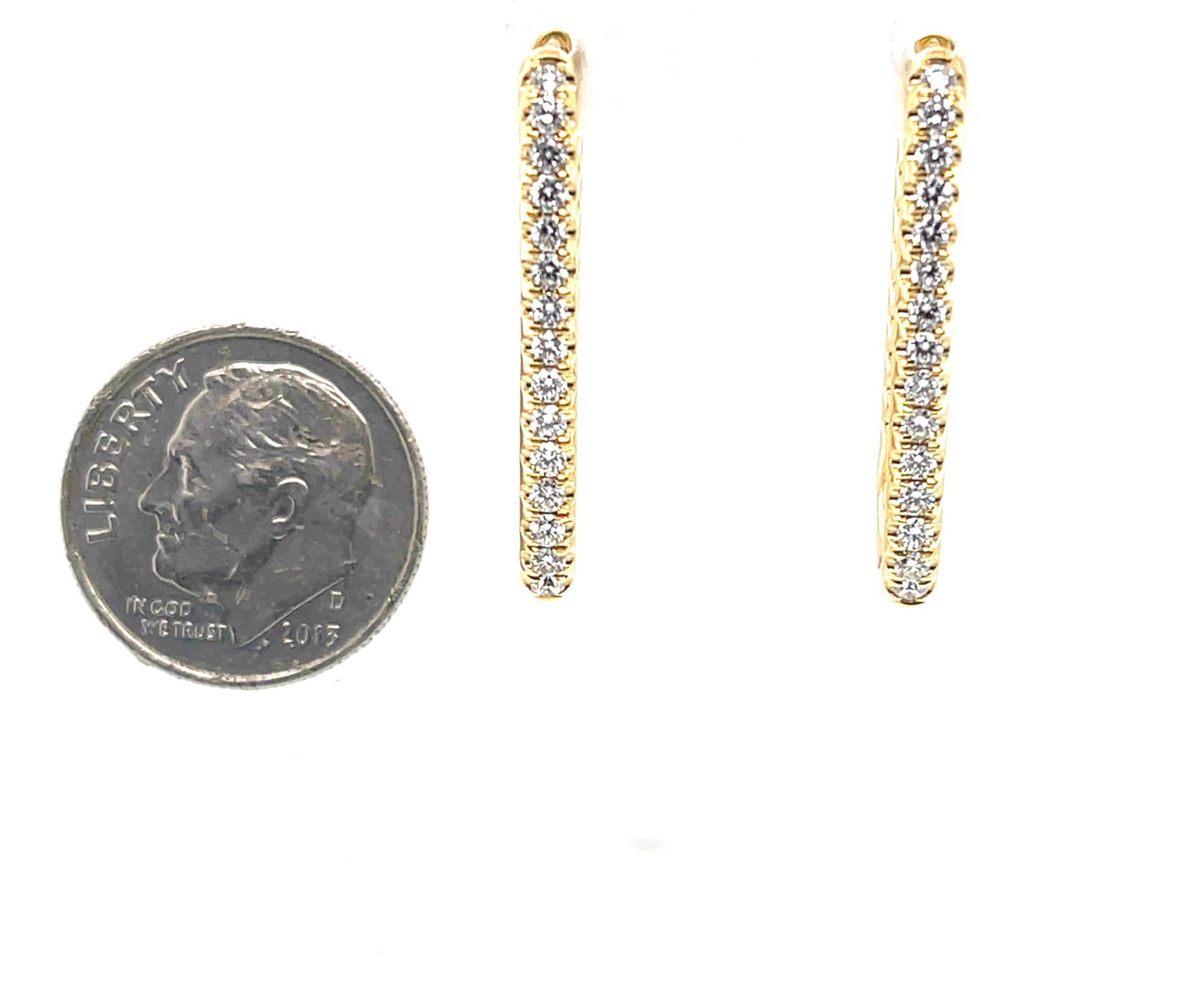 Donna Orecchini a cerchio allungati con diamanti e oro giallo 18 ct, 0,78 carati totali in vendita