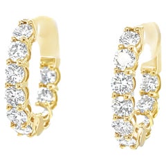 Diamond and 18k Yellow Gold "Inside Out" Hoop Earrings, 2.26 Carats Total