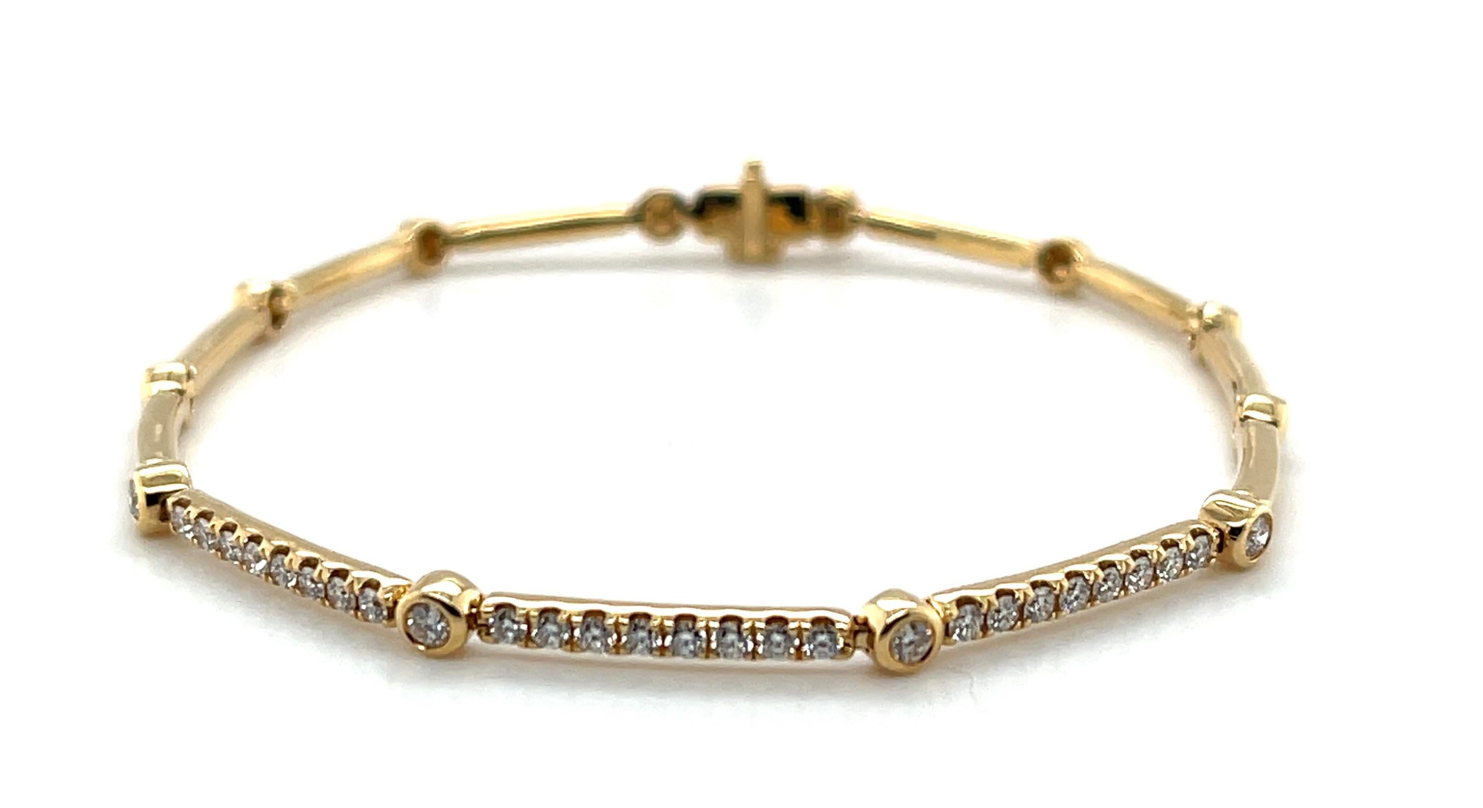 Artisan Diamond and 18k Yellow Gold Link Bracelet, .54 Carats Total Weight For Sale