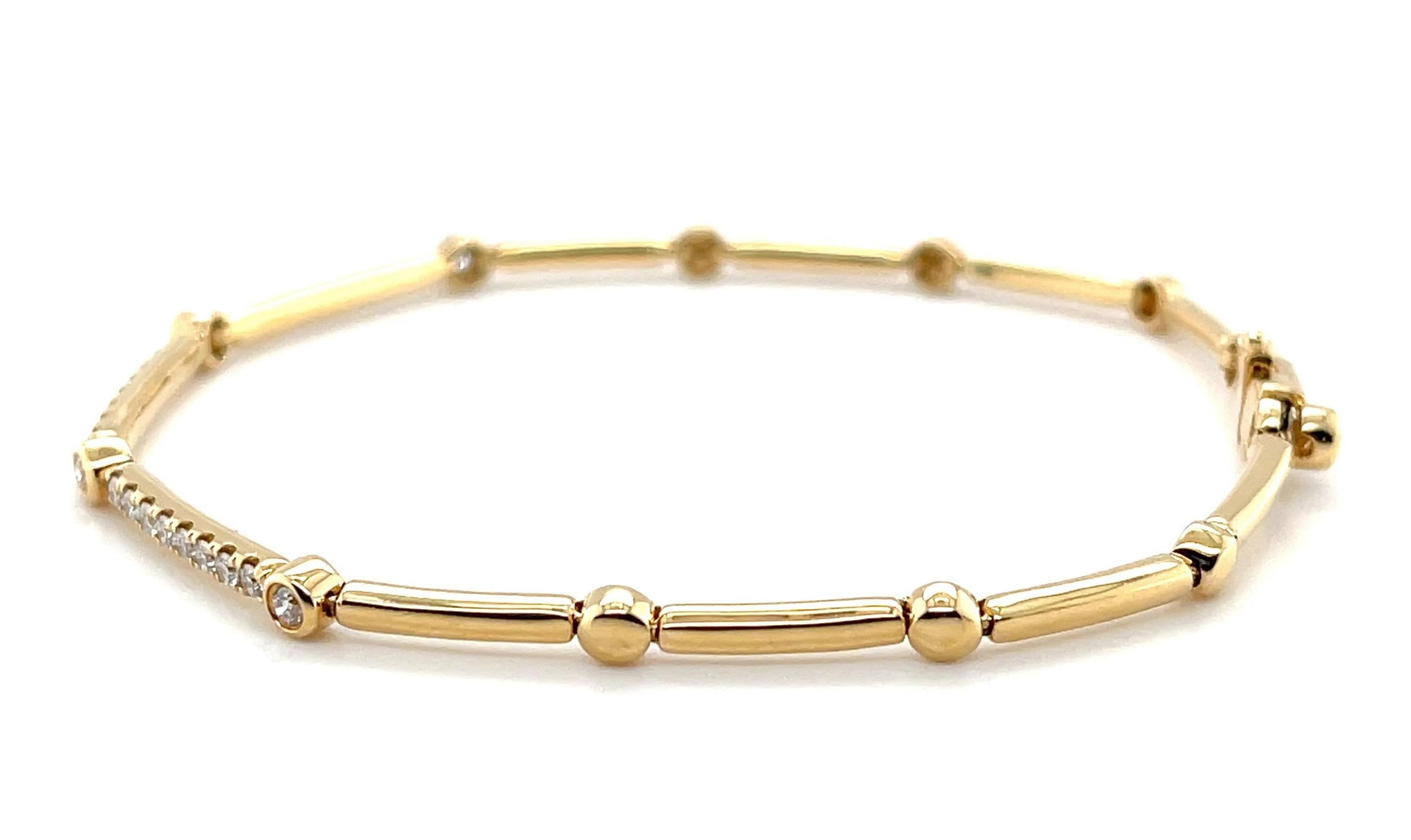 Taille ronde Bracelet à maillons en or jaune 18k et diamants, poids total de 0,54 carats