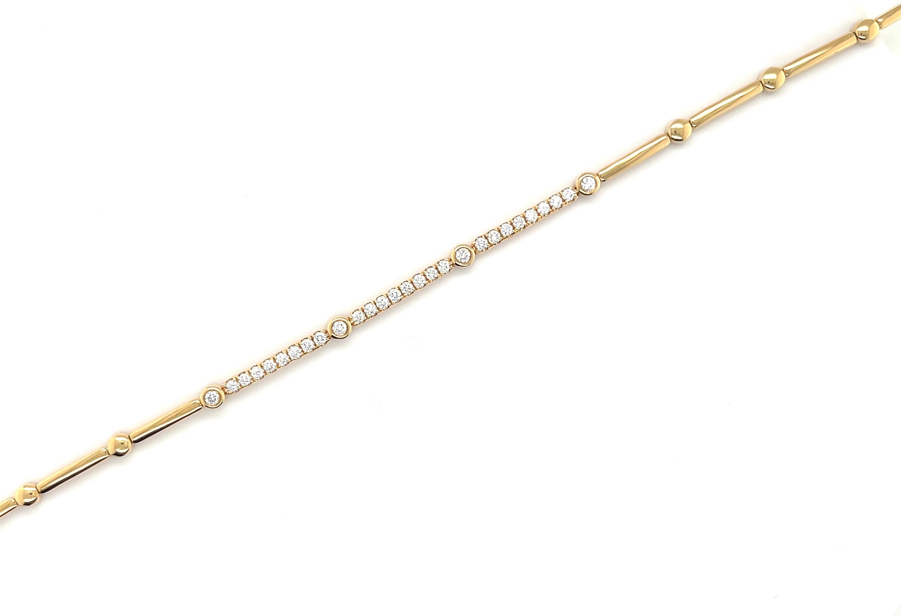 Diamond and 18k Yellow Gold Link Bracelet, .54 Carats Total Weight For Sale 2