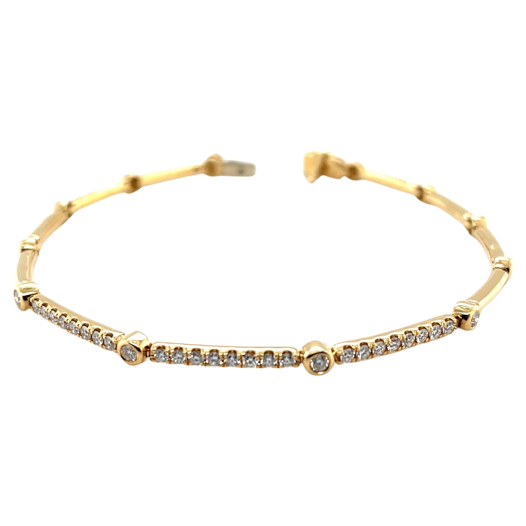 Diamond and 18k Yellow Gold Link Bracelet, .54 Carats Total Weight For Sale