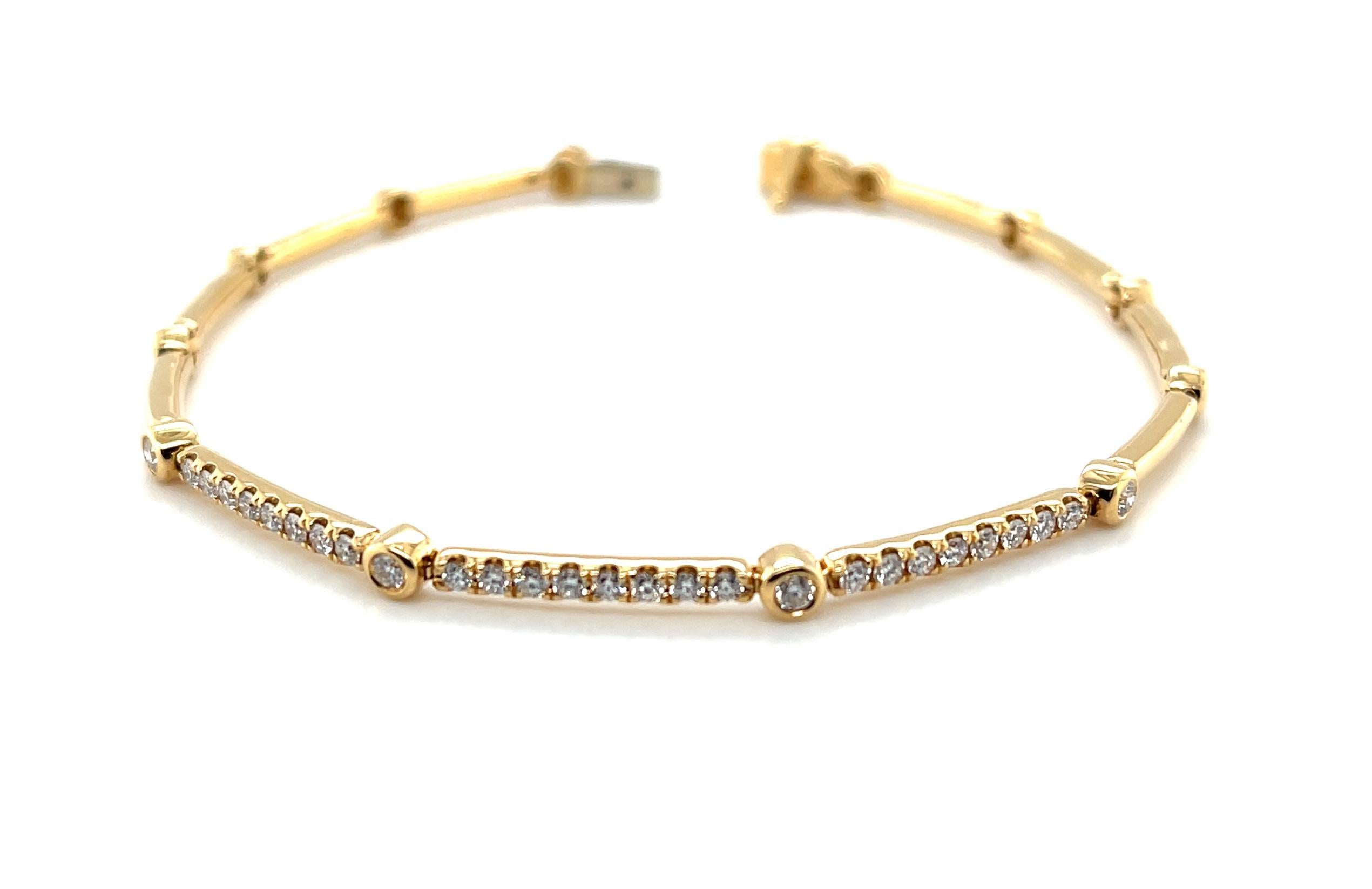 Artisan Diamond and 18k Yellow Gold Link Bracelet, .55 Carats Total For Sale