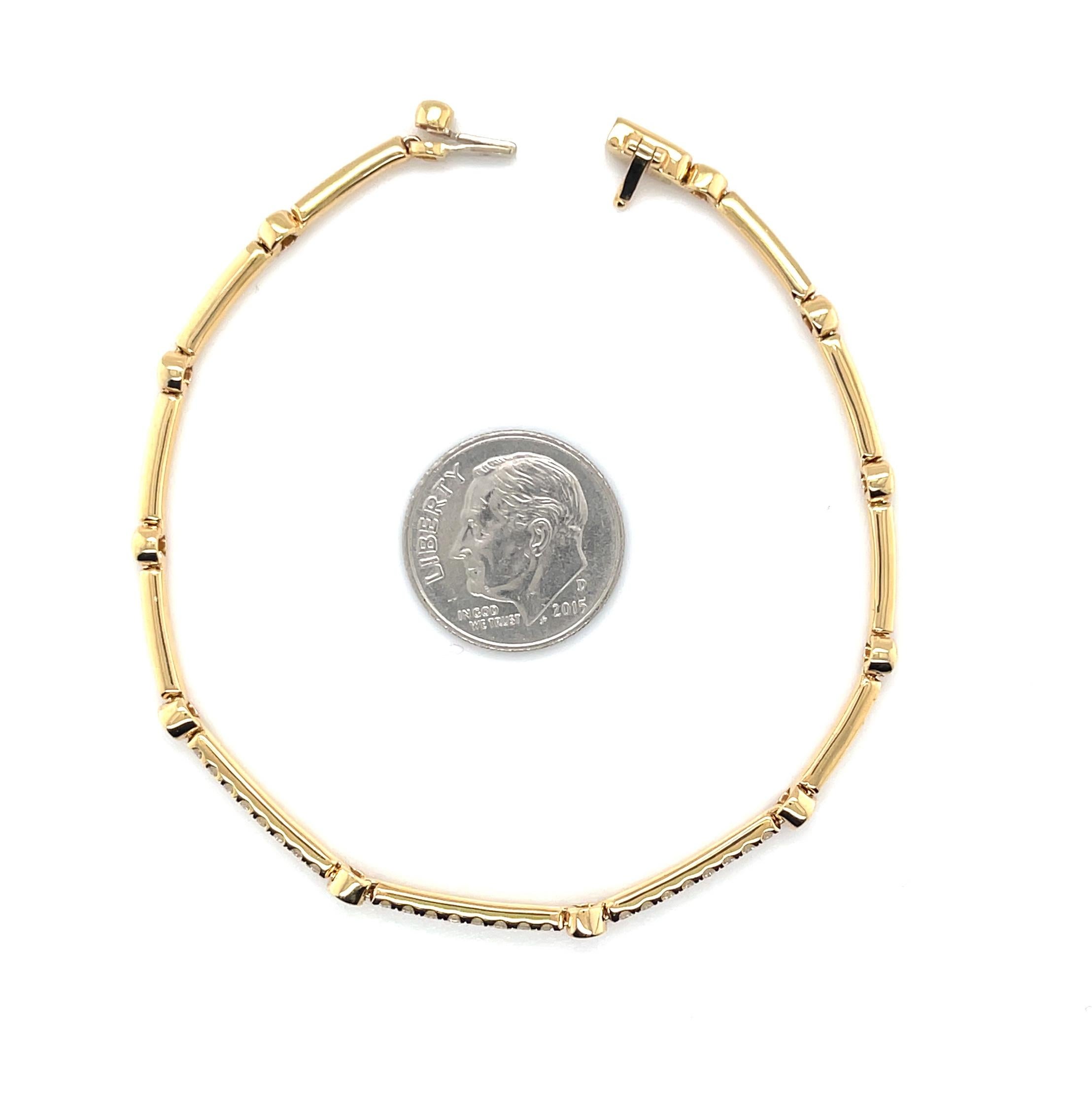 Women's Diamond and 18k Yellow Gold Link Bracelet, .55 Carats Total For Sale