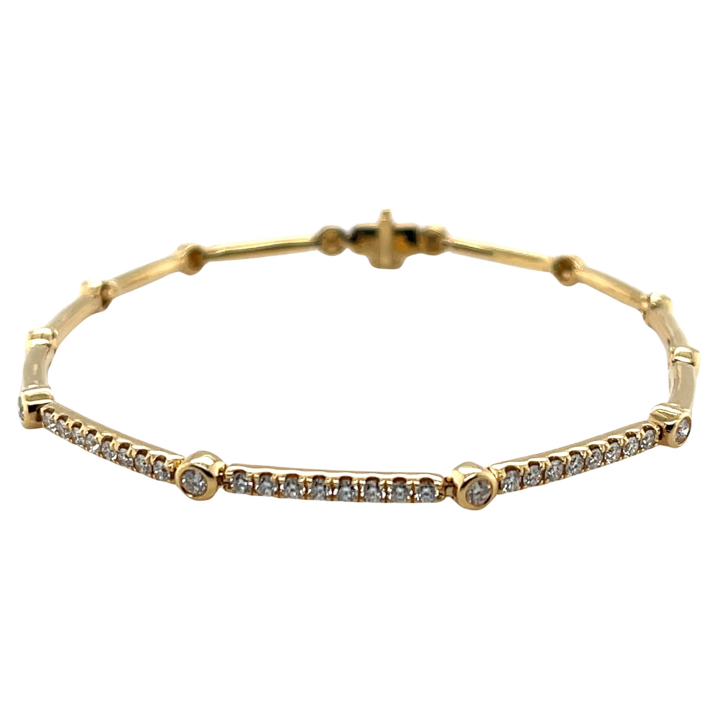 Diamond and 18k Yellow Gold Link Bracelet, .55 Carats Total For Sale