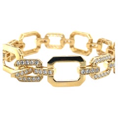 Bracciale a maglie aperte ottagonale con diamanti e oro giallo 18 carati, 2,68 carati totali