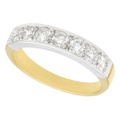 Diamond and 18K Yellow Gold, Platinum Set Half Eternity Ring