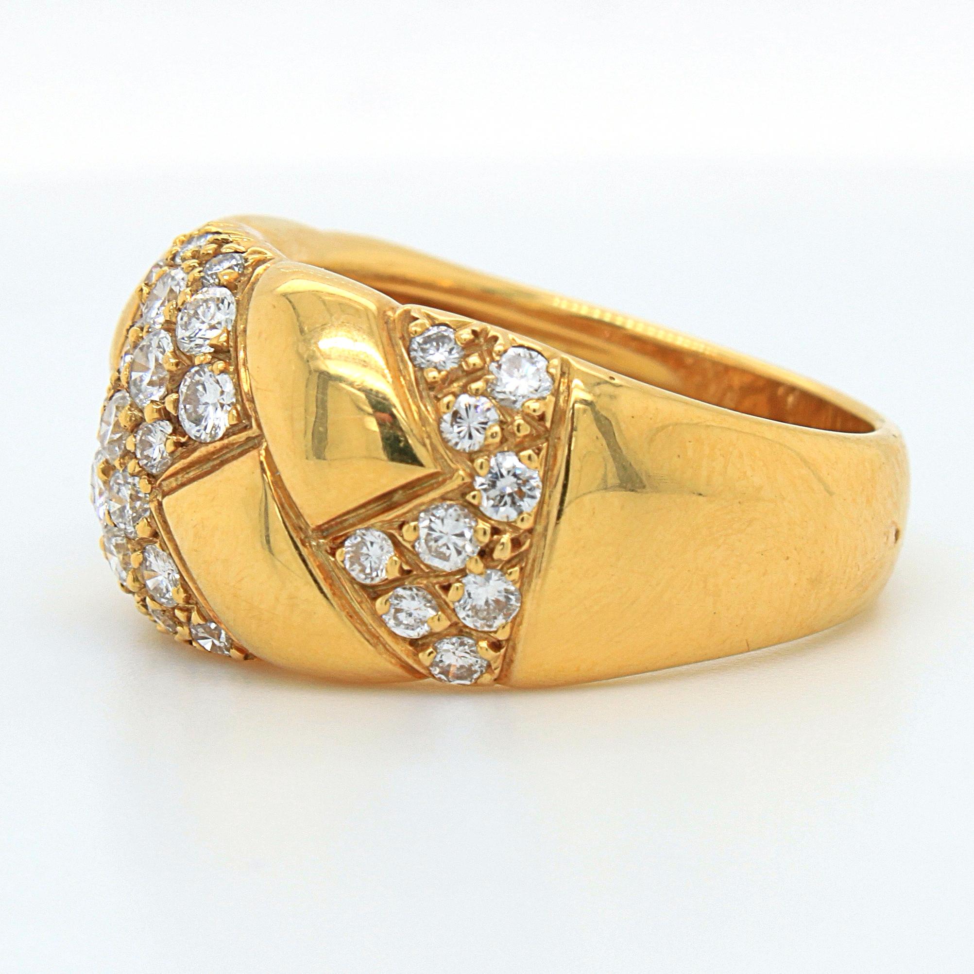 Women's Diamond and 18k Yellow Gold Ring, France, 20th Century