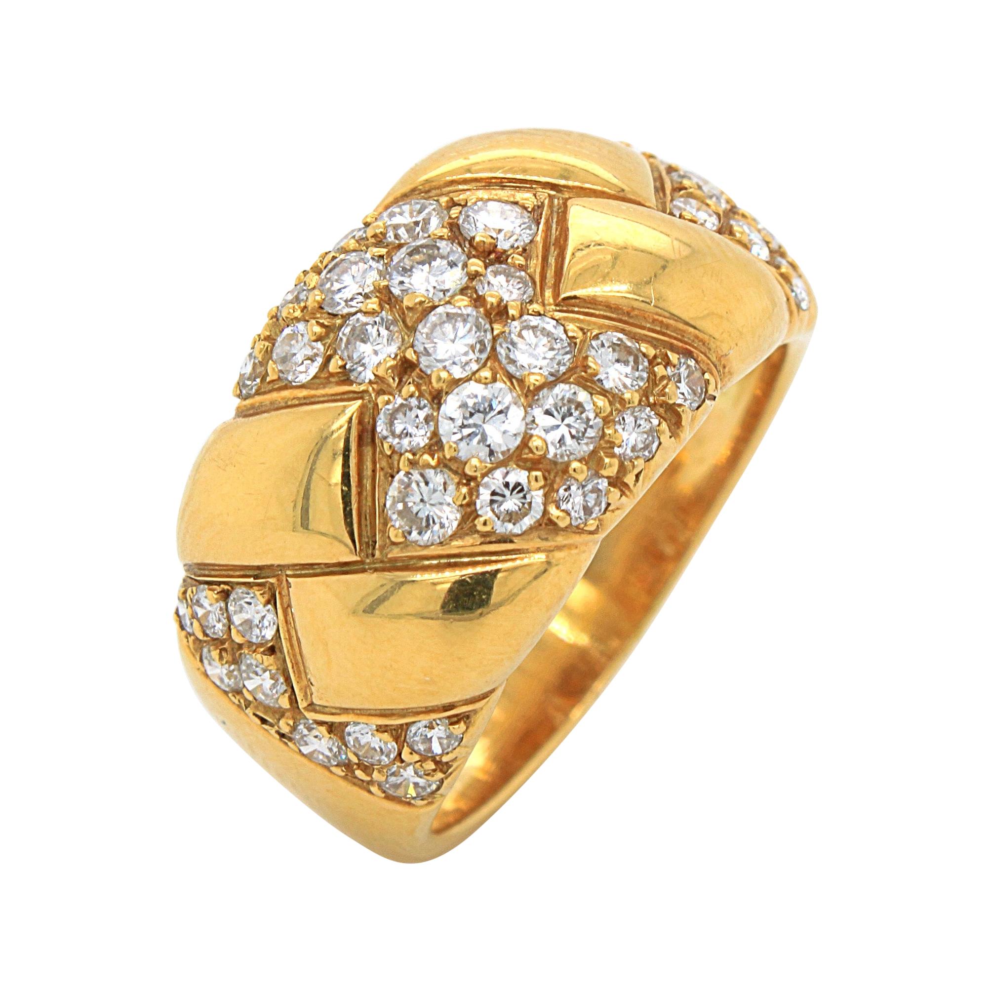 Diamond and 18k Yellow Gold Ring, France, 20th Century