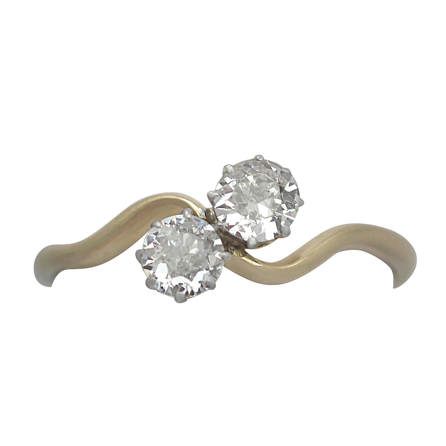 Diamond And 18k Yellow Gold Twist Ring Antique Circa 1920 For