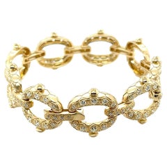 Diamond and 18k Yellow Gold Wide Rounded Link Bracelet, 2.36 Carats Total Weight