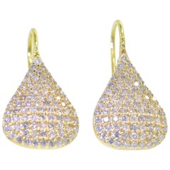 Diamond and 20 Karat Yellow Gold Pendant Style Earrings