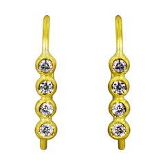 Boucles d'oreilles en goutte à bulles verticales en or 22 carats et diamants