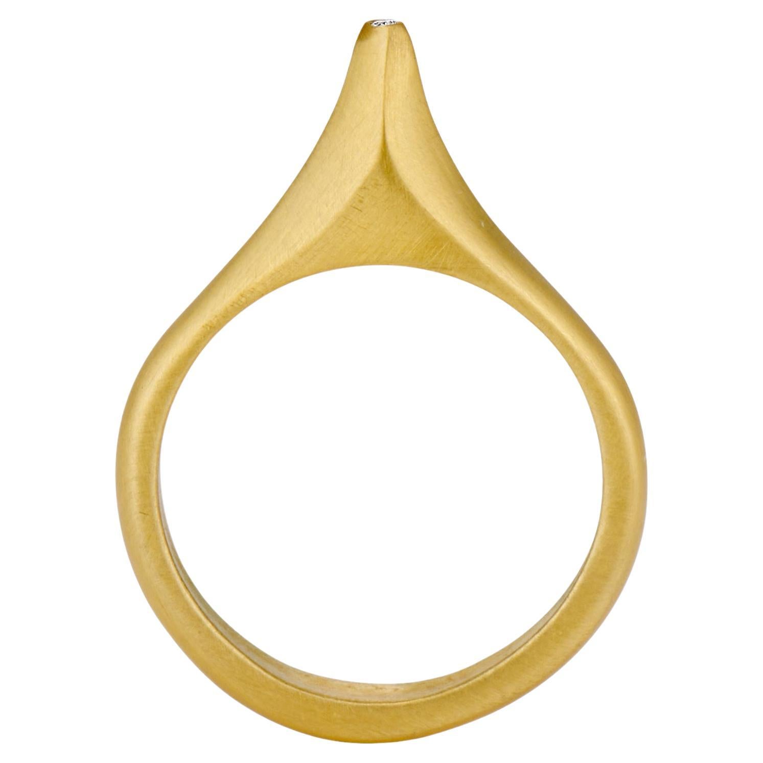 Diamond and 22 Karat Yellow Gold High Spire Cocktail Ring Size 6.5