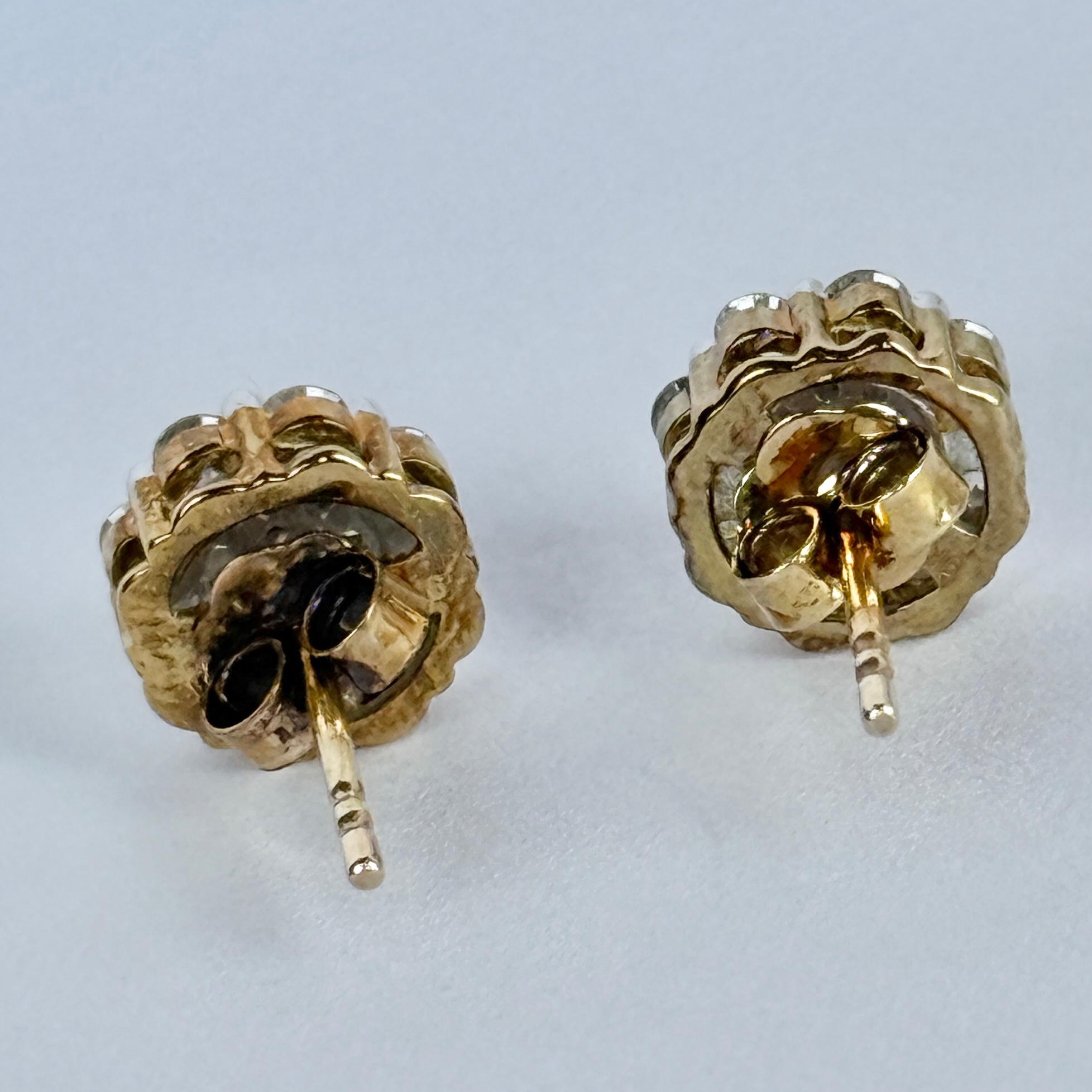 Pendientes Racimo de Diamantes y Oro de 9 Quilates en Bueno estado para la venta en Chipping Campden, GB