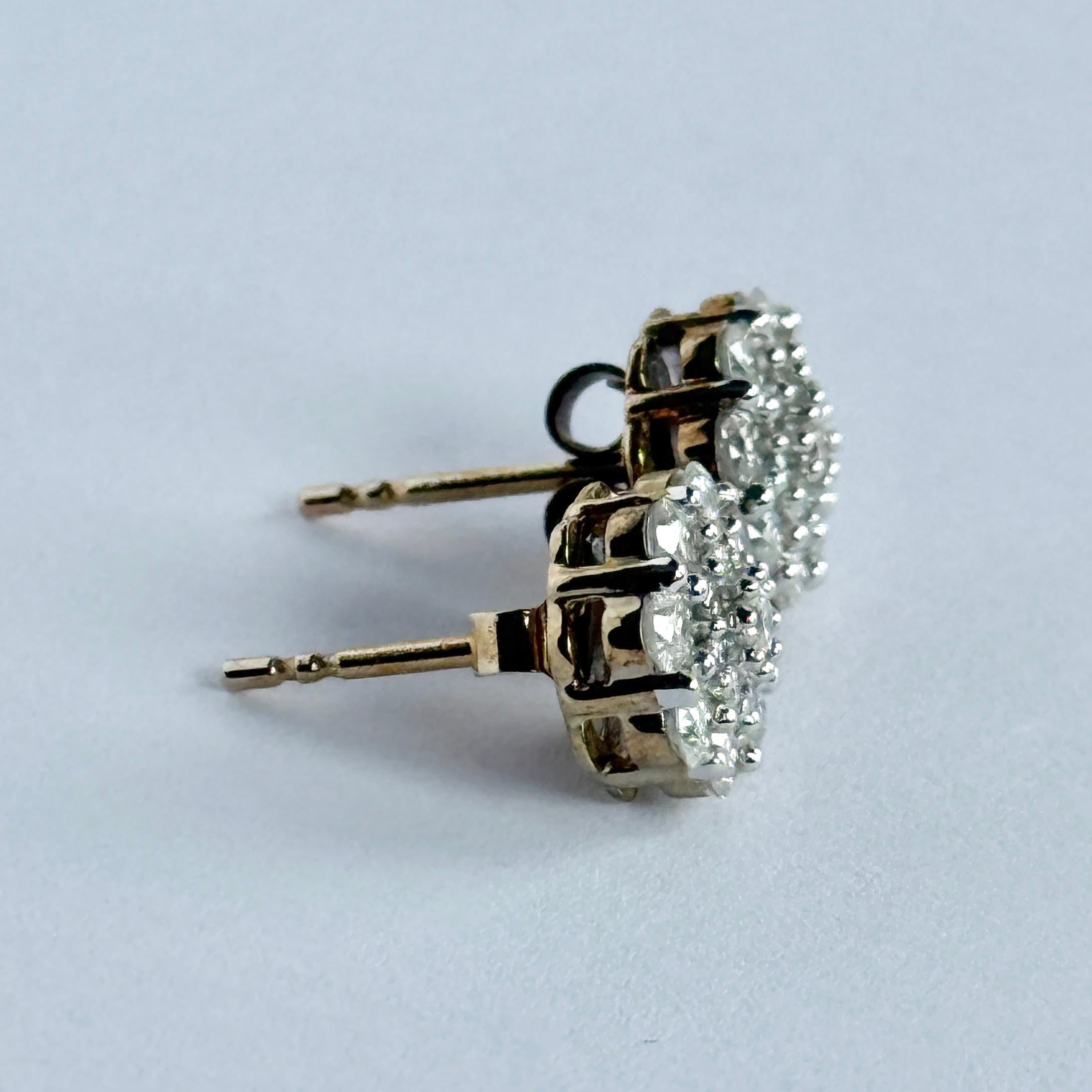 De las mujeres Pendientes Racimo de Diamantes y Oro de 9 Quilates en venta