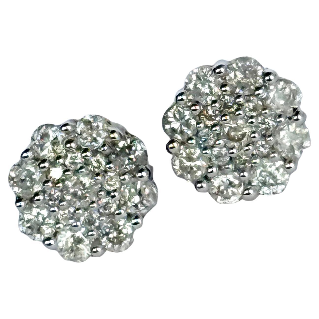 Pendientes Racimo de Diamantes y Oro de 9 Quilates