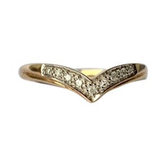 Diamond and 9 Carat Gold Wishbone Ring