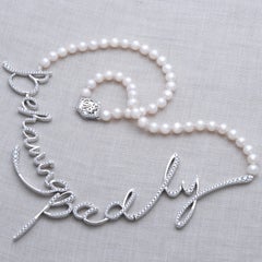 An Order of Bling Diamond & Akoya Pearl Necklace, Writing with Diamonds Collecti