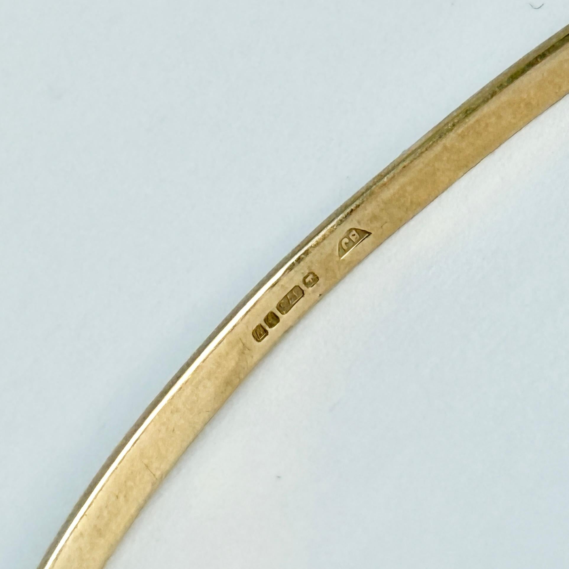 Modern Diamond and Amethyst 9 Carat Gold Bangle For Sale