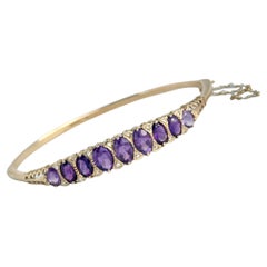 Diamond and Amethyst 9 Carat Gold Bangle Diamond and Amethyst 9 Carat Gold Bangle