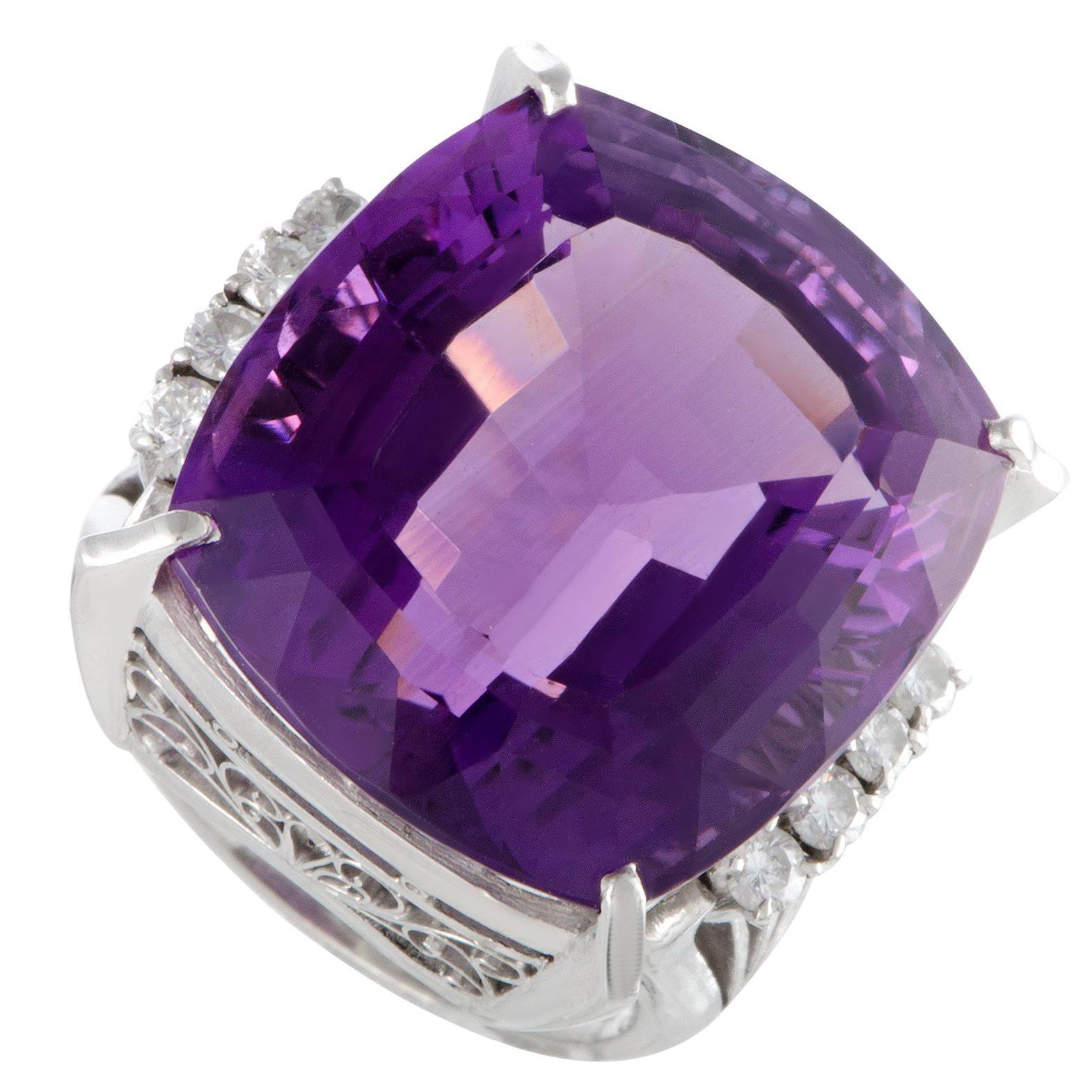 Diamond and Amethyst Platinum Cocktail Ring