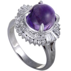 Diamond and Amethyst Platinum Ring