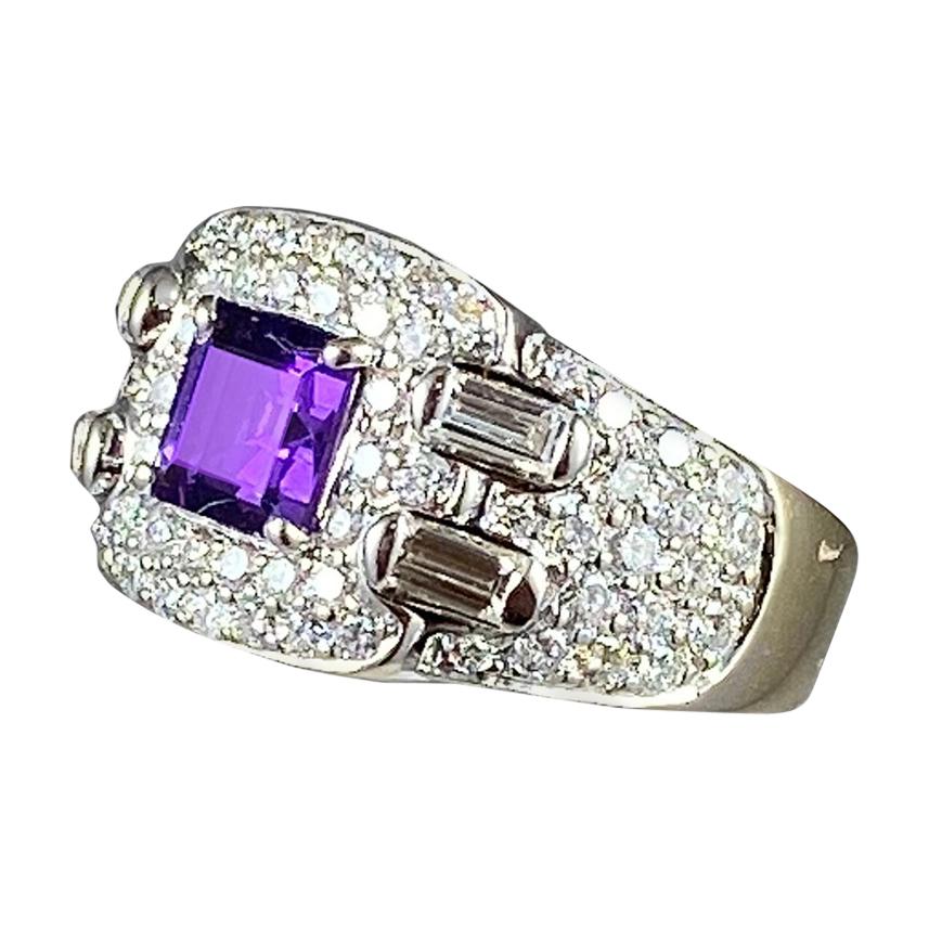 Hammerman Brothers Diamond and Amethyst Ring For Sale