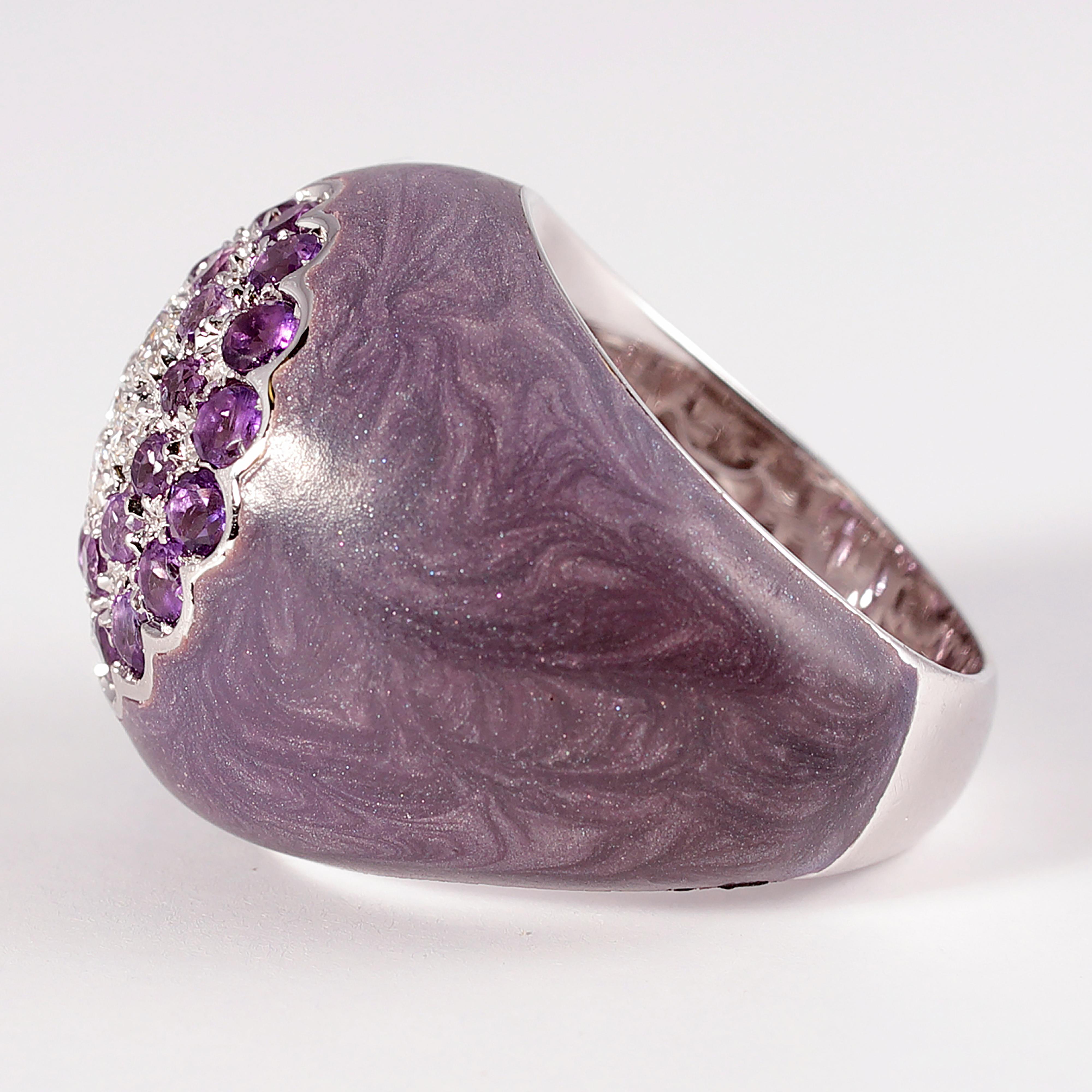 Diamond and Amethyst Ring from Bonato & Massoni of Milan In Good Condition For Sale In Dallas, TX