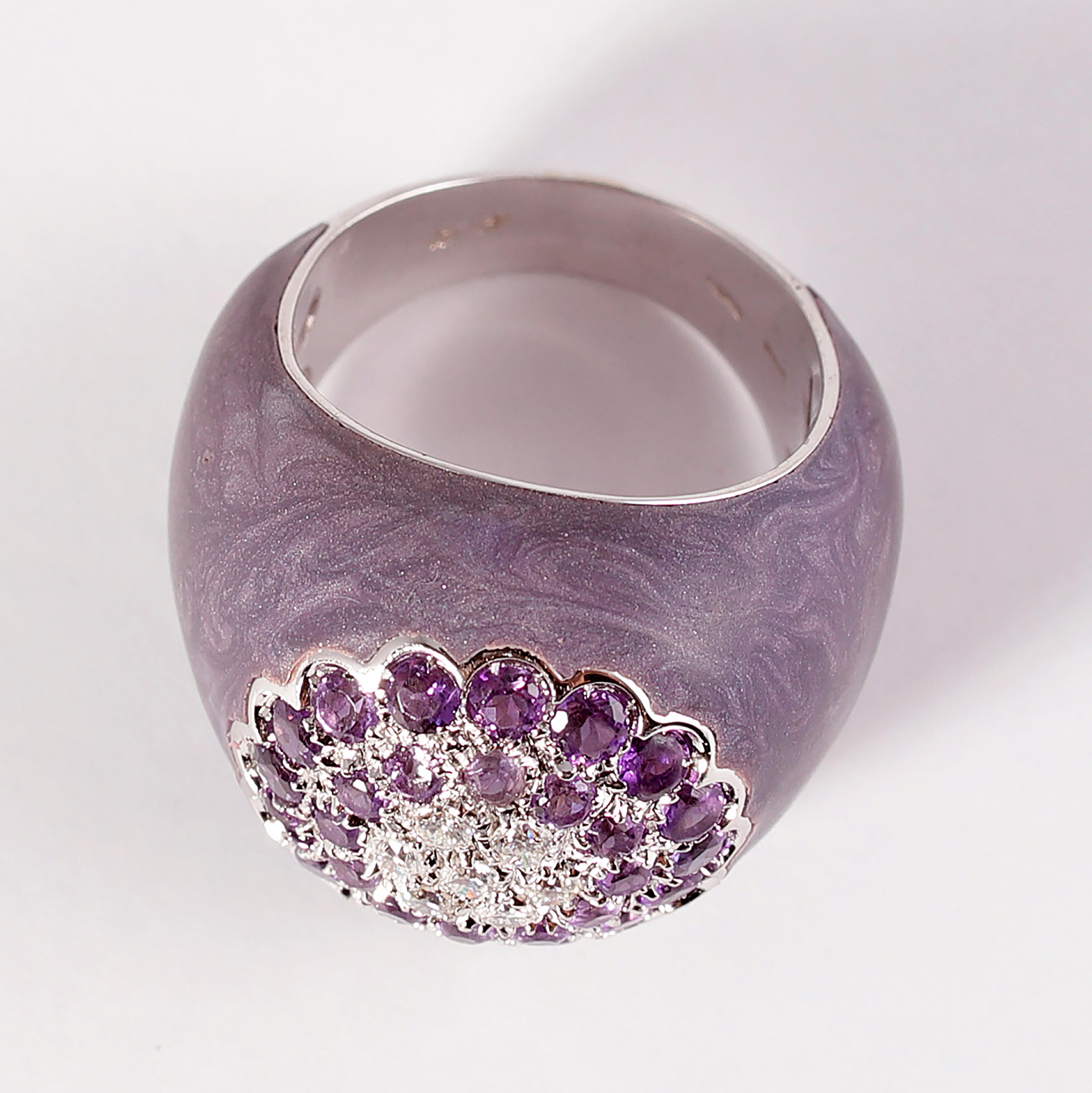 Diamond and Amethyst Ring from Bonato & Massoni of Milan For Sale 3