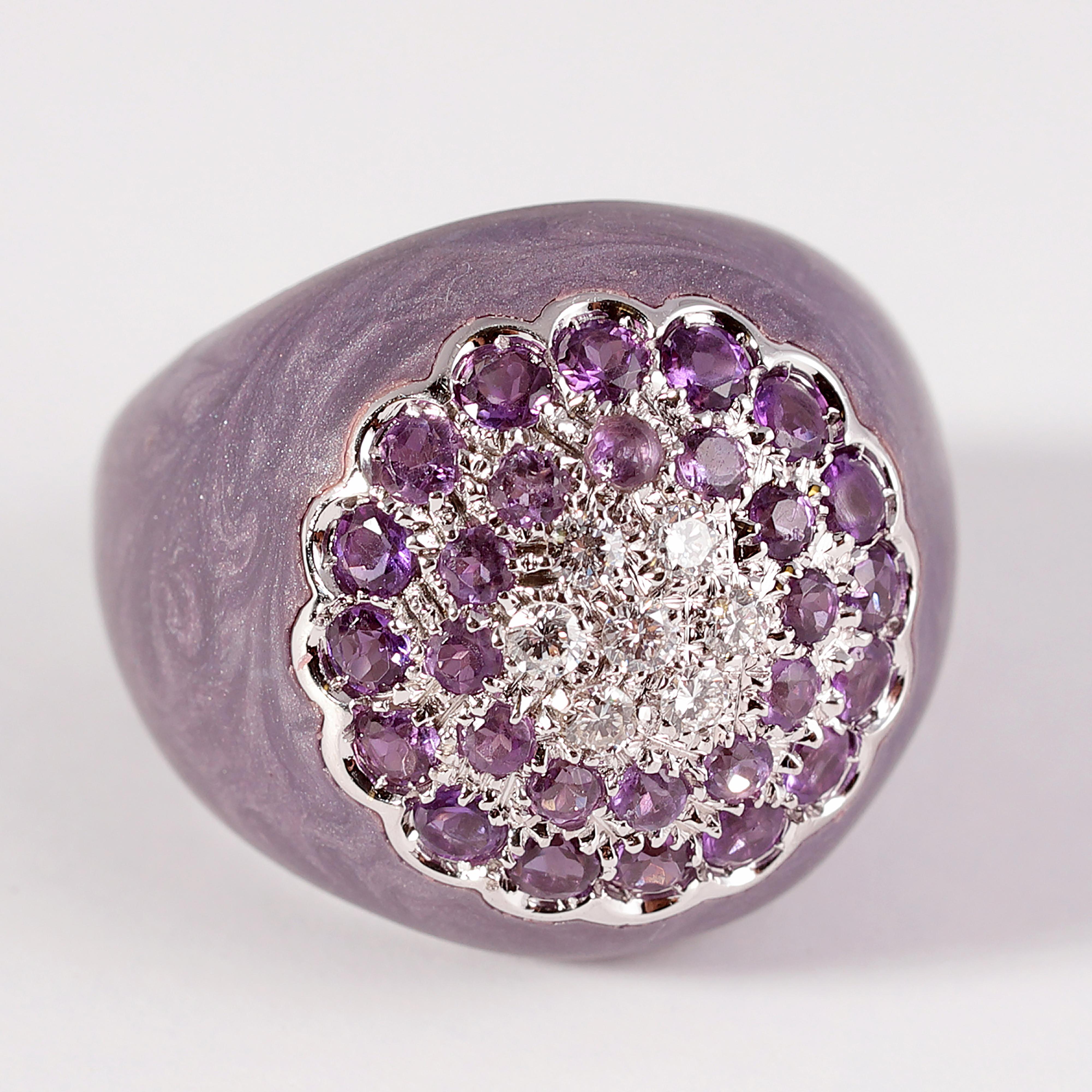 Diamond and Amethyst Ring from Bonato & Massoni of Milan For Sale 4