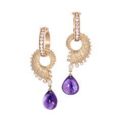 Diamond and Amethyst Spiny Nautilus Drop Earrings