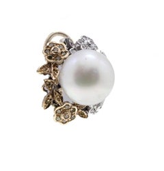 Diamond and Australian Pearl Earrings