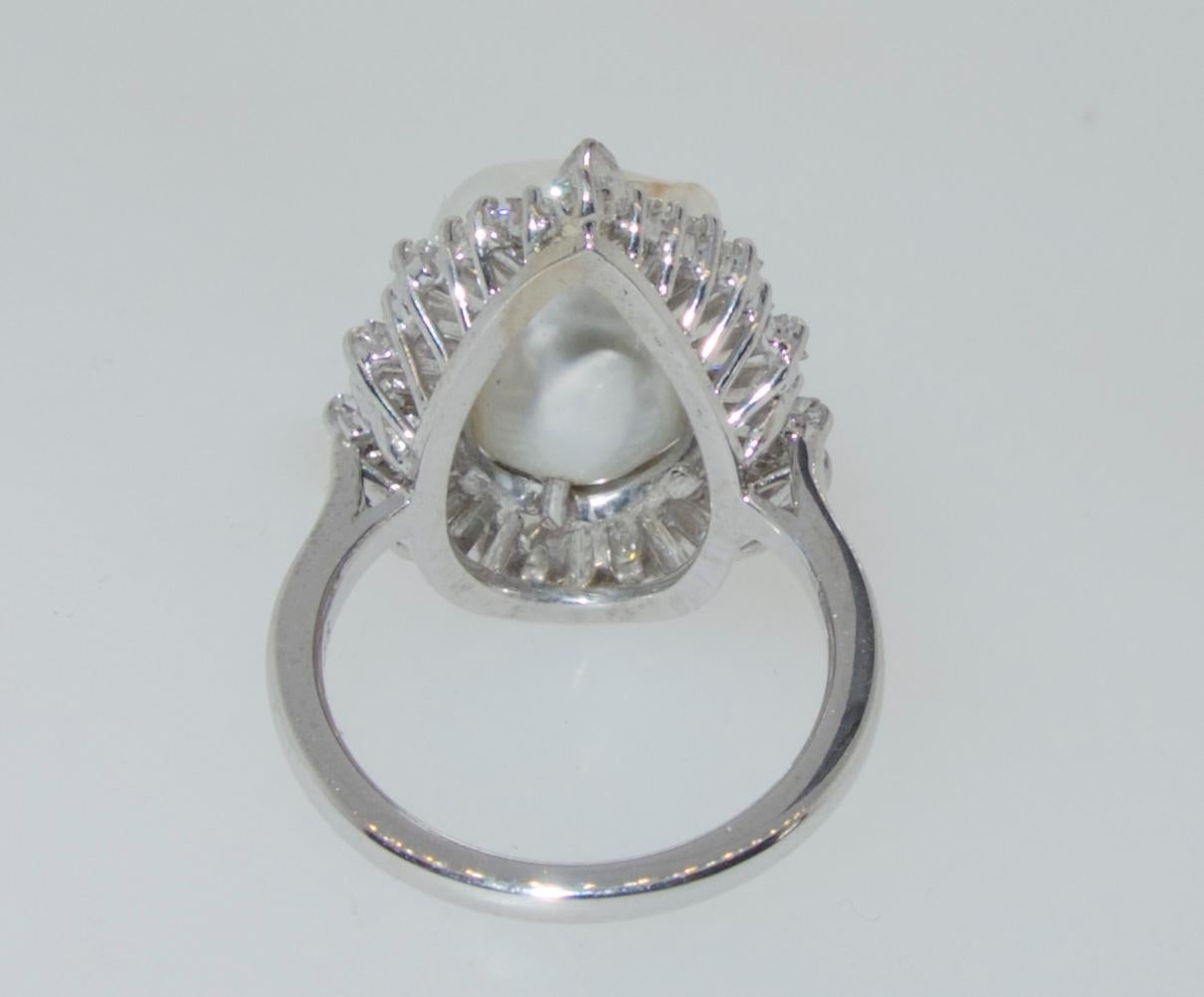 Diamond and Baroque Pearl Ring In Excellent Condition In Aspen, CO