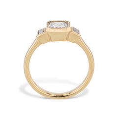 Diamond and Bezel Set Baguette Yellow Gold Engagement Ring
