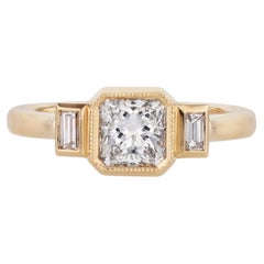 Used Diamond and Bezel Set Baguette Yellow Gold Engagement Ring