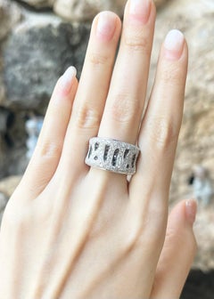 Diamond and Black Diamond Ring set in 18K White Gold Settings