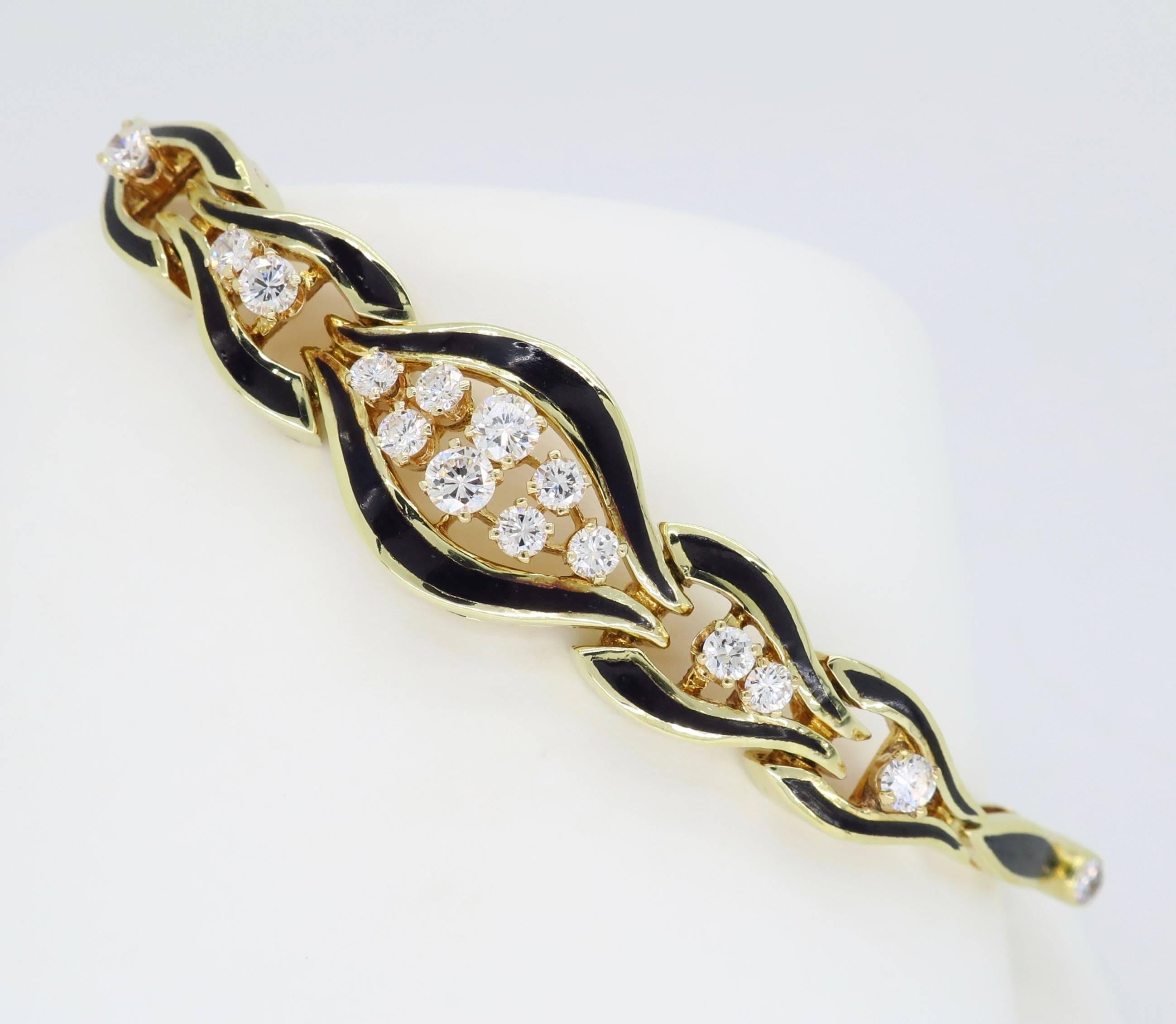 Diamond and Black Enamel Bracelet 1