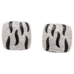 Antique Diamond and Black Enamel Earrings