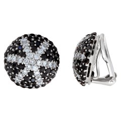 Diamond and Black Hematite Earrings with Approximately 1.25 Carat in White