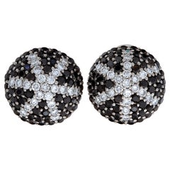Diamond and Black Hematite Earrings with Approximately 1.25 Carat in White