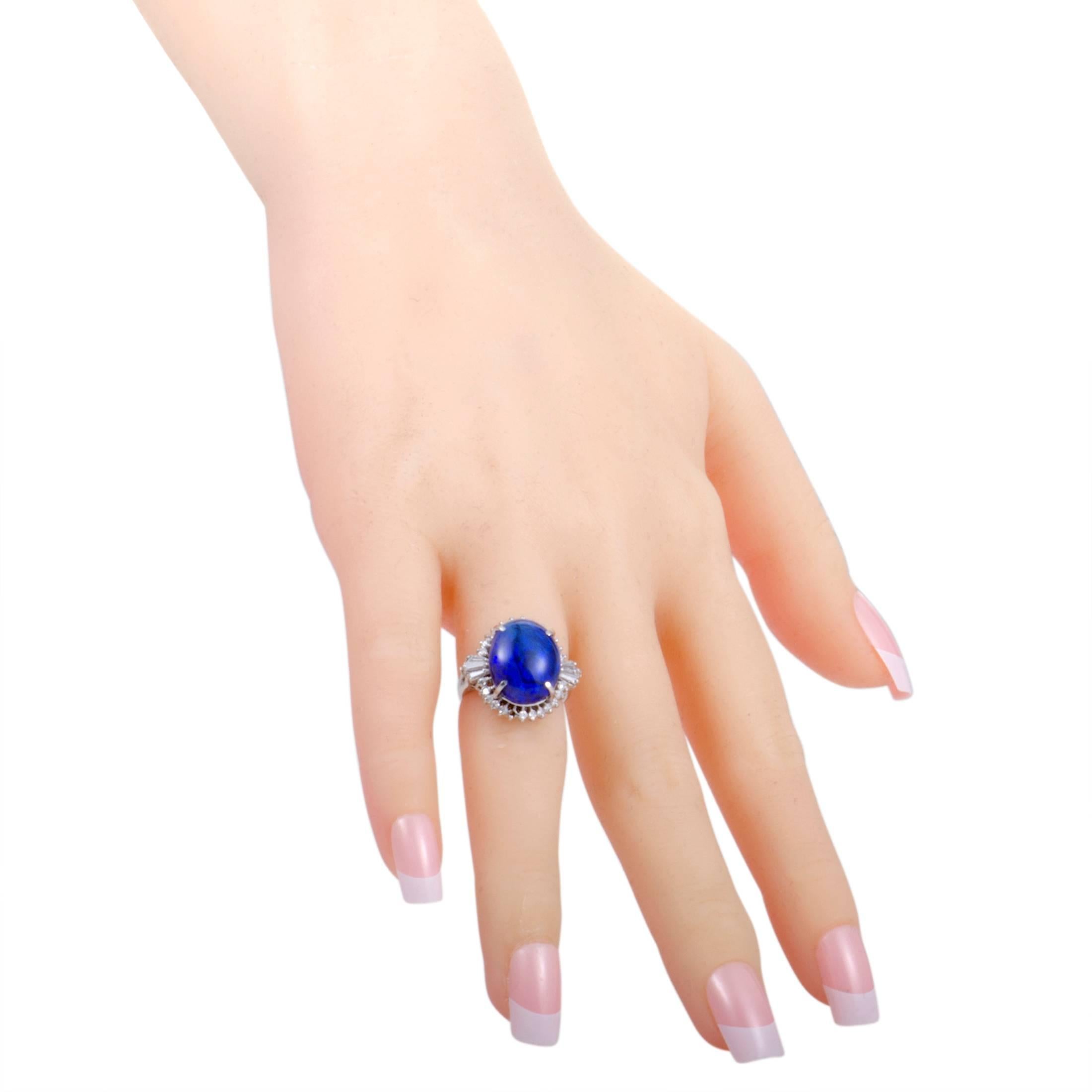Women's Diamond and Blue Opal Platinum Ring
