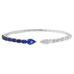 Diamond and Blue Sapphire Cuff Bracelet