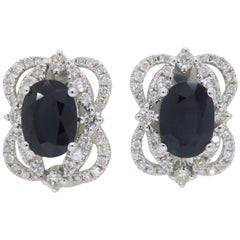 Diamond and Blue Sapphire Earrings