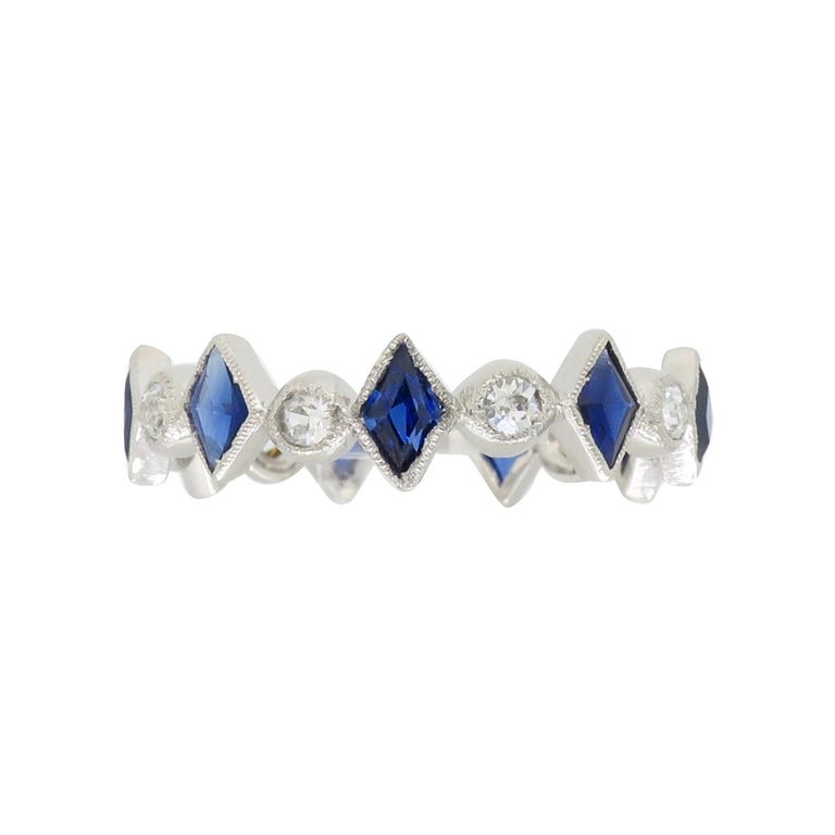 Diamond and Blue Sapphire Eternity Band at 1stDibs