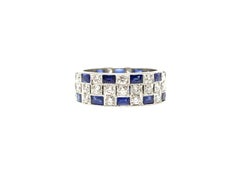 Diamond and Blue Sapphire Eternity Band in Platinum