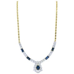 Diamond and Blue Sapphire Necklace