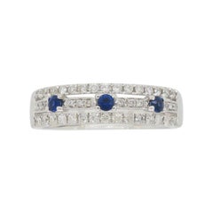 Diamond and Blue Sapphire Negative Space Band Ring