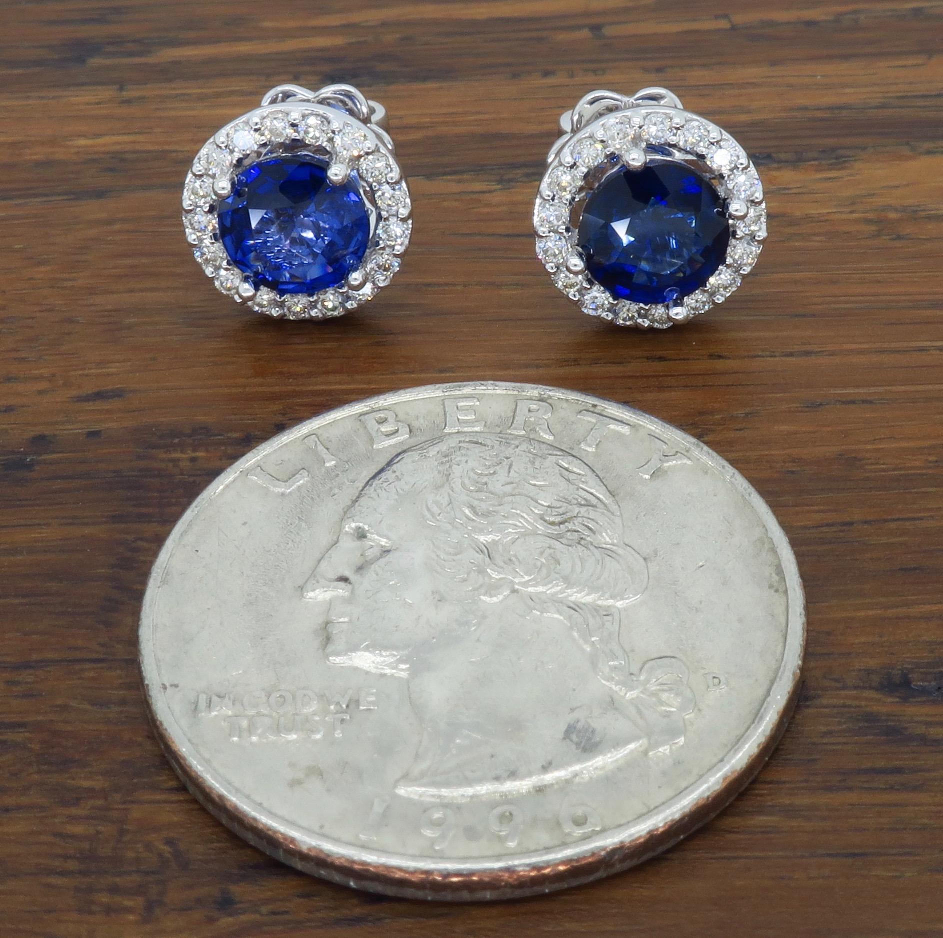 Diamond and Blue Sapphire Stud Earrings 1