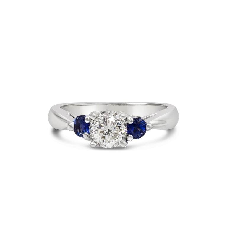 1.89 Carat Total Diamond and Blue Sapphire Wedding Band and Engagement ...